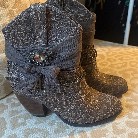 Not Rated Lace Ankle Boots - Brown - Picture 2 of 5